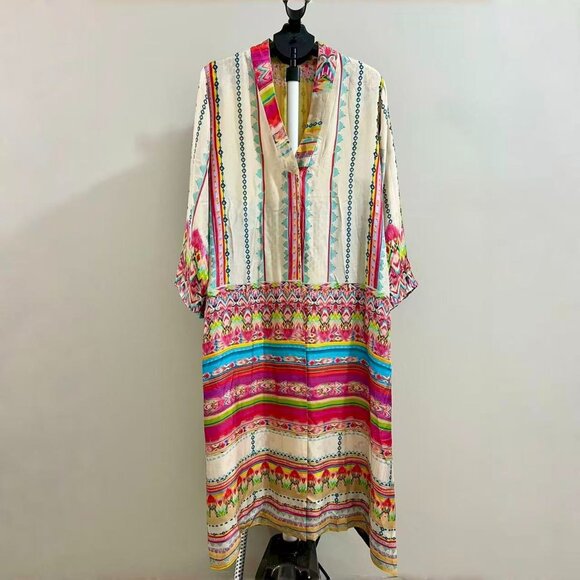 $880 NWOT Johnny Was Long Reversible Silk Embroidered Bohemia Kimono Size S - Picture 5 of 16